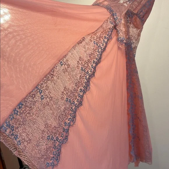 Y2K Pink & Lavender Lace /Floral Appliqué Chemise Lingerie Nightgown Size Large - Picture 13 of 17